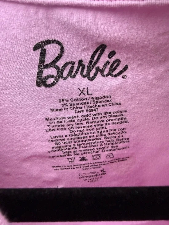 Barbie Pink Logo & Heart Print Cropped Tee – Size XL - Picture 2 of 4